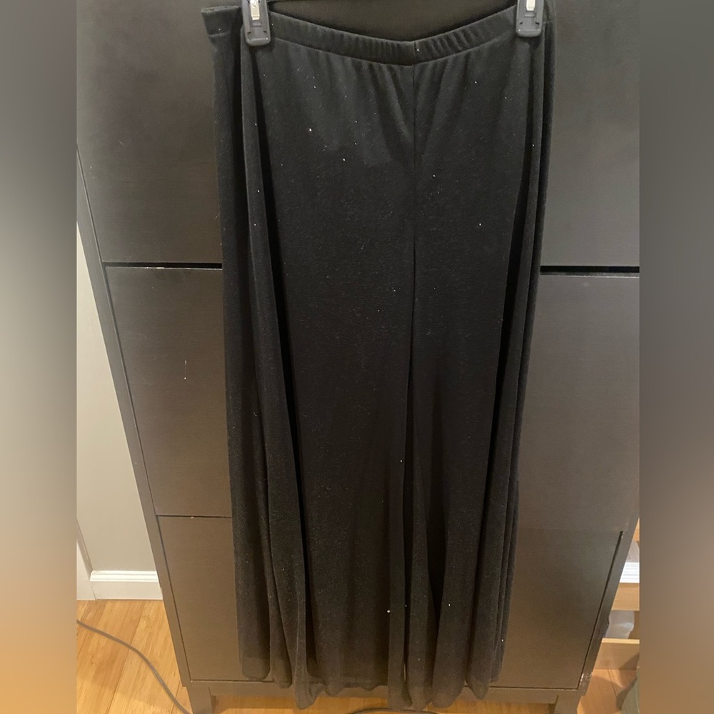 Dressbarn Collection Black Wide Leg Sparkly Glitter Dress Pants MED Overlay